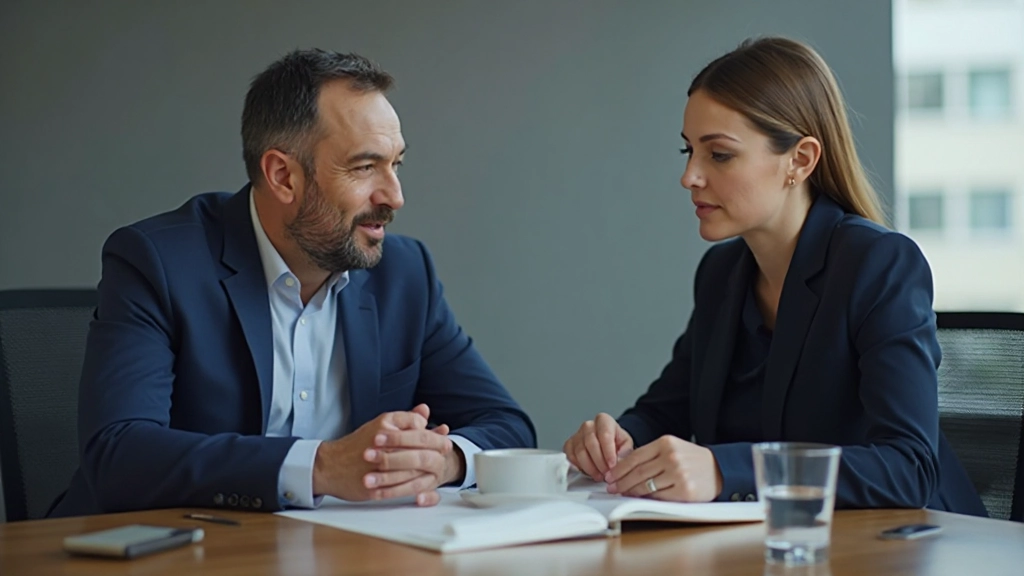 Профессиональный финансовый консультант обсуждает стратегию накопления с клиентом