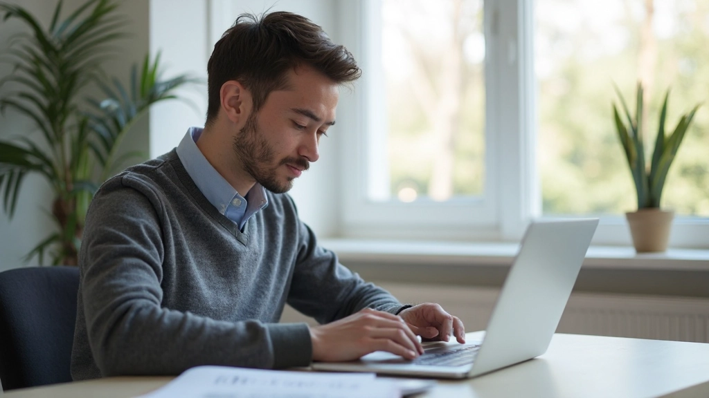 Молодой инвестор анализирует портфель инвестиций на графиках и диаграммах